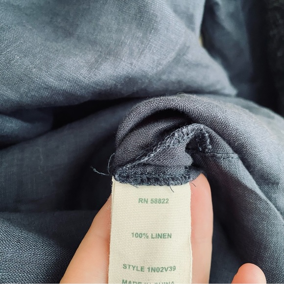 Nurture 100% Linen Dark Navy PinTuck Style Long Sleeve Tunic Blouse Size XL - Picture 5 of 6